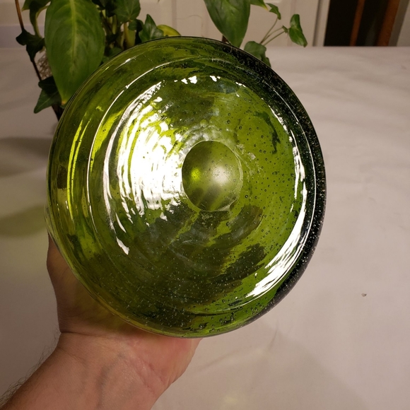 Vintage green blown bubble glass vase - Picture 3 of 6